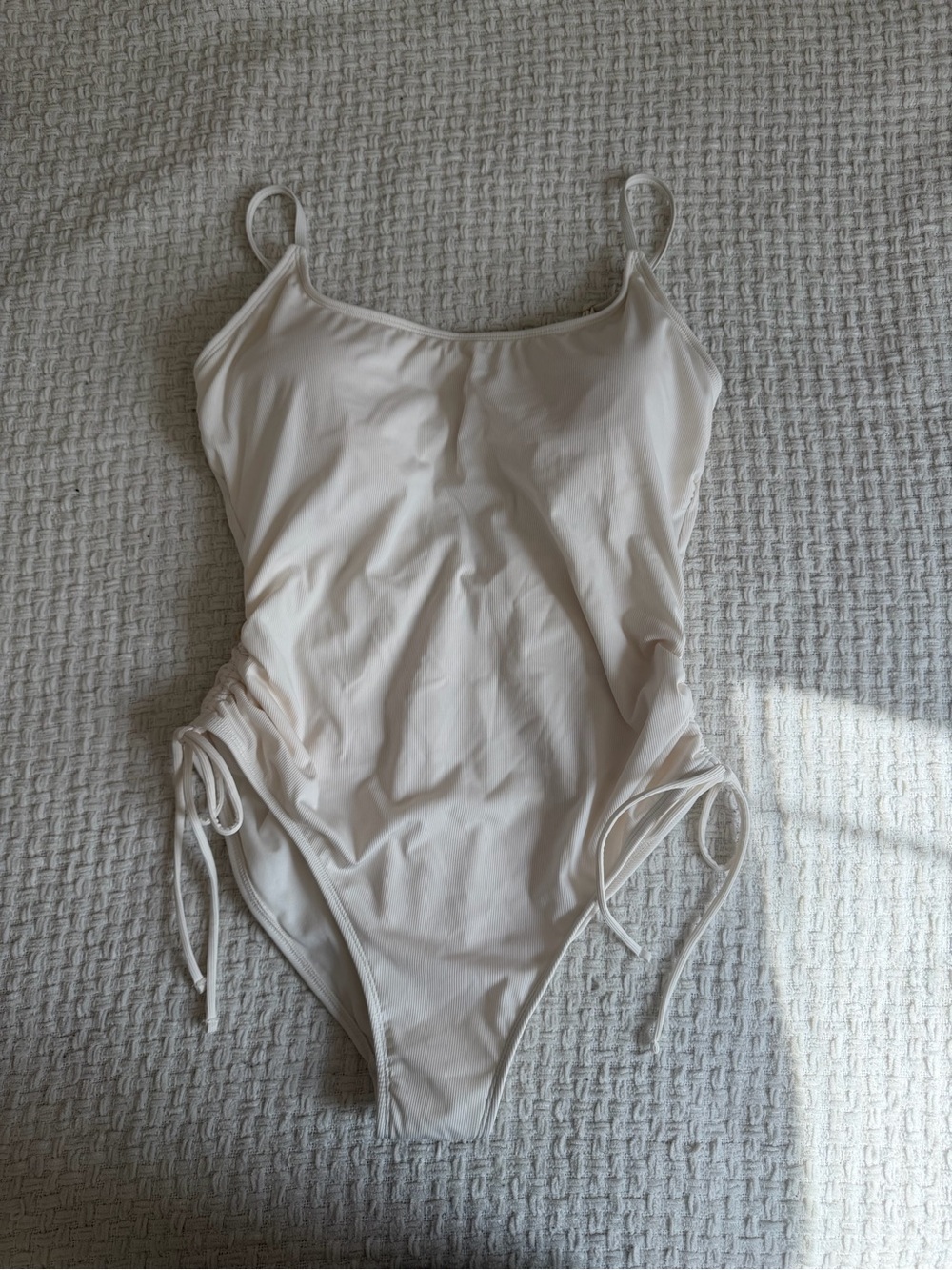 Shade & Shore Cream One-Piece Swimsuit with Side Ties